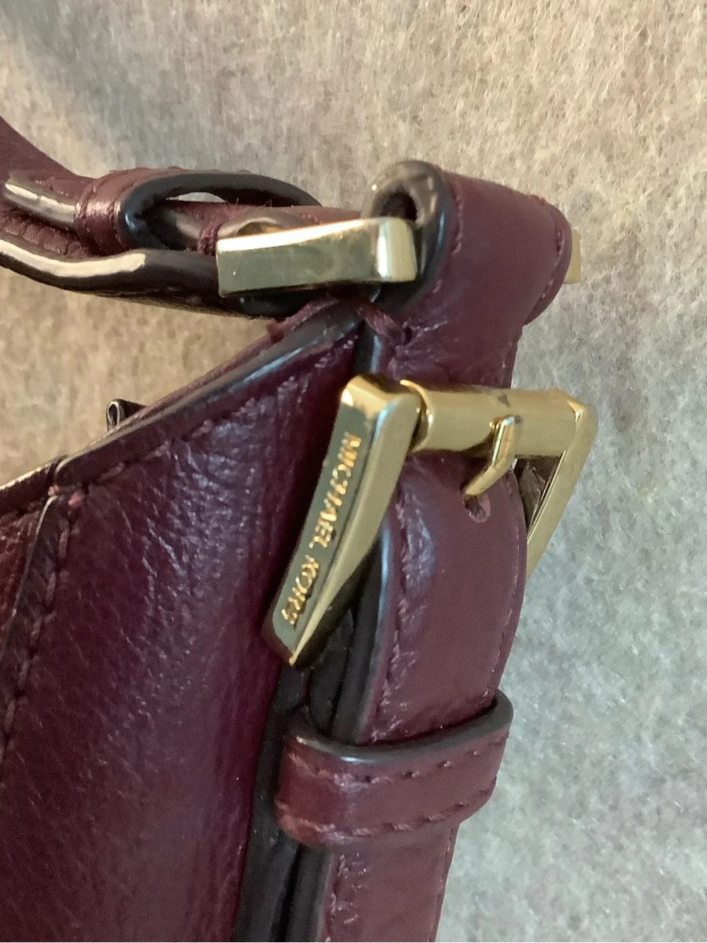 MICHAEL Michael Kors extra lovely burgundy pebbled leather hobo sling bag
